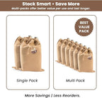 LFH Cotton Rich Shoe Storage Bags with Drawstring, Dustproof Breathable Reusable Organizer, Perfect For Travel, Dorm, Hotel, College, Gym, Easy to Carry, Machine Washable 12"x17" (Pack of 4) - Beige