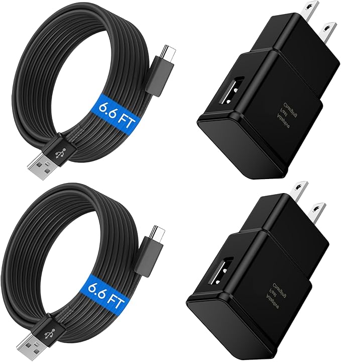 Type C Charger Fast Charging, 2 Pack USB C Android Phone Wall Charger Block & 6.6ft Charge Cable Cord, for Samsung Galaxy S8/ S9/ S10 Plus Active S10e, S20/ S21 Ultra Plus, Note 8 9 10, Pixel 3 4 etc