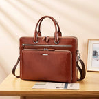 BOSTANTEN Briefcases for Men Messenger Bag Genuine Leather Laptop Bag 15.6 inch Office Work Tote for Buisness Travel