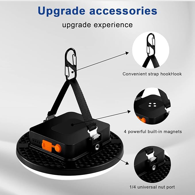 IODOO 16500mAh 60W Rechargeable Camping Light 3000LM 2700/4000/6500K LED Camping Lantern Portable IP65 Waterproof Tent Lights Power Failur