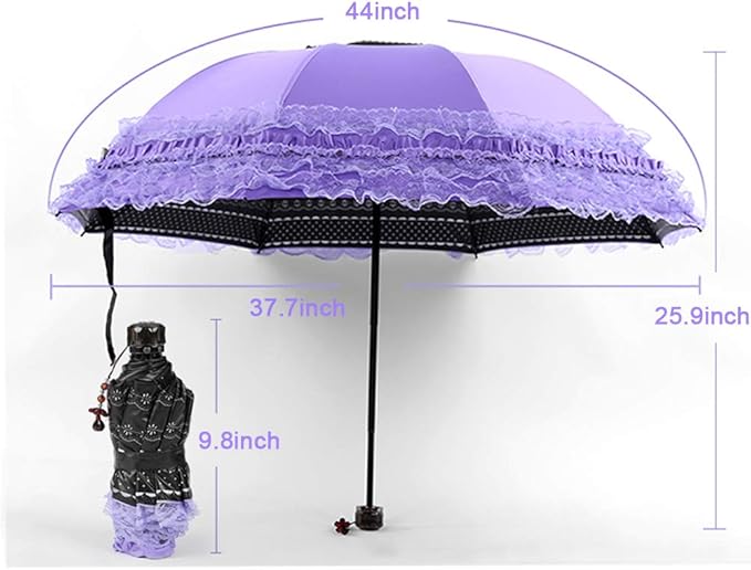 WANLIAN Folding umbrella Travel Umbrella Folding UV Resistance Lace Parasol Umbrella Sun Umbrella For Women Girls sunshades with lace decoration