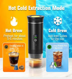 Portable Espresso Coffee Maker Rechargeable Self Heating Machine For Travel Car 3 in 1 Ground Coffee and NS Capsules 20 Bar Pressure Smart LED Display Camping Office With Stand Holder (GREY)