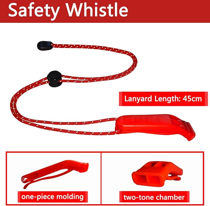 Amzonly Emergency Whistle, 120db Safety Whistle Survival Shrill Loud for Camping Hiking Hunting Boating Fishing Life Vest Jacket Rescue Signaling Kids Lifeguard 5 Pack