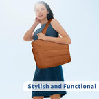 TOPDesign Puffer Tote Bag for Women, Lightweight Puffy Handbag with Compartments, Quilted Shoulder Bag for Work, Travel, Gym