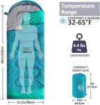 oaskys Camping Sleeping Bag - 3 Season Warm & Cool Weather - Summer Spring Fall Lightweight Waterproof for Adults Kids - Camping Gear Equipment, Traveling, and Outdoors
