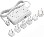 TESSAN Voltage Converter US to Europe, 220 to 110 Voltage Converter, Universal Travel Adapter with 4 USB Ports (1 USB C), 3 AC and EU UK AU IT in ZA Plug Power Adapter, Step Down Transformer, 4 FT