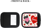 2 Pack Luggage Handle Wrap with Travel Tags - Non-Slip Protective Cover Soft Handle Grips Covers for Suitcase(Pink Heart Love)