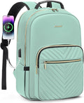 LOVEVOOK Laptop Backpack for Women 17.3 inch,Cute Womens Travel Backpack Purse,Professional Laptop Computer Bag,Waterproof Work Business College Teacher Bags Carry on Backpack with USB Port,Mint Green