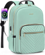 LOVEVOOK Laptop Backpack for Women 17.3 inch,Cute Womens Travel Backpack Purse,Professional Laptop Computer Bag,Waterproof Work Business College Teacher Bags Carry on Backpack with USB Port,Mint Green