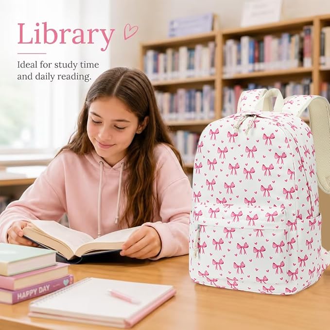 LOIDOU Backpack for Girls School Backpacks Bookbags for Elementary Middle School Women Laptop Backpacks (215 Beige, L-17)