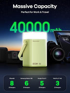 Portable Charger Power Bank, 65W Fast Charging 40000mAh Large Capacity Battery Pack with Digital Display & LED Ambient Light, Compatible with Laptop, iPhone, MacBook