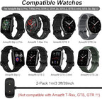 Charger for Amazfit Bip 5/3, T-Rex Pro, GTS 4 Mini, GTS 2/2e, GTR 2/2e, 2 GTR Mini Smart Watch - Replacement Magnetic Charging Cable (2-Pack, 1m/3.3ft)