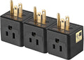 3 Outlet Wall Adapter UL Listed 3 Outlet Power Cube Tap, 3-Prong Outlet Splitter, Multi Plug Outlet Grounded Indoor, 3 Way Plug Adapter, Outlet Extender for Home or Travel (Black, 3 Pack)