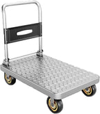 Heavy Duty Foldable Push Cart Dolly with 360° Swivel Wheels - Versatile Platform Truck for Luggage, Home, Office, and Car Use