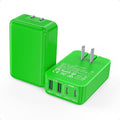Flat USB C Charger Block, 2-Pack 40W USB C Fast Charging Block 4-Port Dual PD+QC Power Adapter Double Charger Block Multiport Type C Cube Multiple Wall Plug for iPhone 17 16 15 14 13 12 Pro Max(Green)