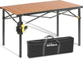 Join Nature 46.4" Large Camping Table for 2-6 People - Heavy Duty Camp Table Foldable with Aluminum Roll-Up Top & Carry Bag - 220lbs Capacity, Portable for BBQ, Tailgating, Backyard (Natural)