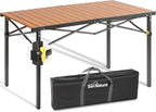 Join Nature 46.4" Large Camping Table for 2-6 People - Heavy Duty Camp Table Foldable with Aluminum Roll-Up Top & Carry Bag - 220lbs Capacity, Portable for BBQ, Tailgating, Backyard (Natural)