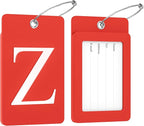 Gostwo 2 Pack Luggage Tags for Suitcases, 26 Initial Letter Travel Luggage Baggage Identification Labels ID Tag Fully Bendable Tags with Stainless Steel Loop (Red) (Letter Z)