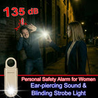 135dB Rechargeable Personal Safety Alarm Built-in Ultra-Bright Flashlight Non Slip Grip Keychain Emergency SOS Siren for Women, Students, Night Runner. Loud Sound Hiking Bear Alerts with Hook. Gold