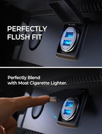 AINOPE Car Charger Adapter【Smallest Metal】 4.8A Cigarette Lighter USB Car Charger Adapter Dual Port 12V USB Outlet Flush Fit for iPhone 16 Pro Max/15/14 iPad Air Samsung Galaxy S25 S24 Ultra,Black