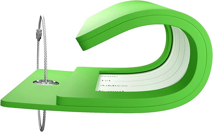 Gostwo 2 Pack Luggage Tags for Suitcases, 26 Initial Letter Travel Luggage Baggage Identification Labels ID Tag Fully Bendable Tags with Stainless Steel Loop (Green) (Letter L)