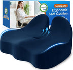 CushZone Seat Cushion, Memory Foam Office Chair Seat Cushion for Office Chairs/Car/Long Trip/Desk Chair/Gaming, X-Large Size for Sciatica & Hip & Tailbone Pain Relief, Sciatica Support (Blue)