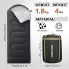 3-4 Season Sleeping Bag for Adults & Kids, Lightweight Warm Cold Weather Camping Bag with Waterproof Compression Sack – Portable for Hiking, Backpacking, Traveling & Outdoor Adventures