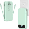 20000mAh Lightweight-Portable-Charger-Power-Bank with Built-in Cables and AC Wall Plug, PD20W USB-C Fast Charging Battery Pack, LED Display External Travel Phone Charger for All iPhone,Samsung,Android