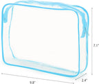 Tbestmax 10 Pack Clear Cosmetic Bags Makeup Bags Portable Waterproof TSA Approved Travel Toiletry Bags Large Organizer Blue, 9.8" x 7.1" x 2.4"
