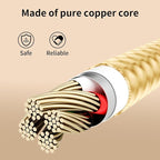 IDISON USB C Multi Charging Cable [2Pack 4FT], 3 in 1 Charging Cable Nylon Braided USB-C Multiple Charger Cord with Type-C, Micro USB and IP Port for Cell Phones and More (Golden)