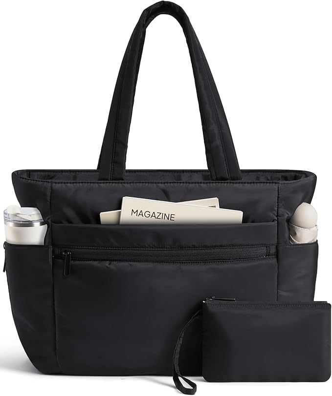 TOPEAST Tote Bag for Women Puffer Travel Carry On Bags with Laptop Compartment & Cup Holder Work Tote for Weekend Overnight