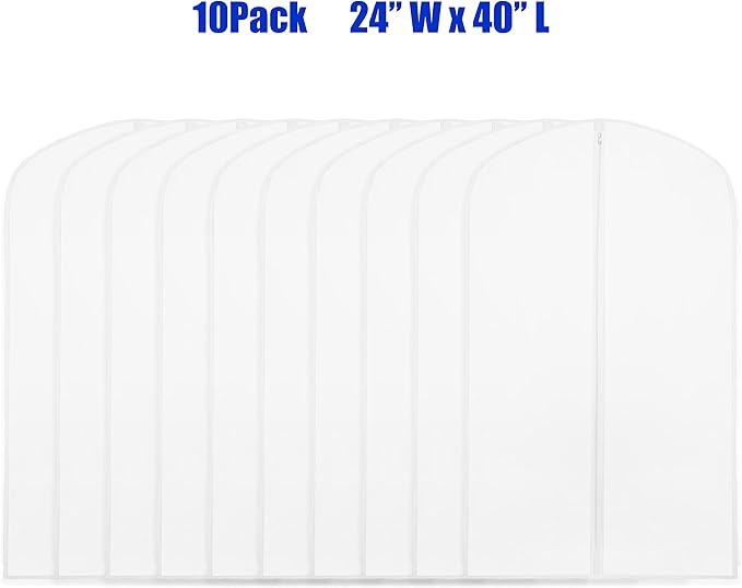 Simple Houseware 40-Inch Clear Garment Bags with Zipper for Suits, Dresses, Costumes, Uniforms - 10 Pack