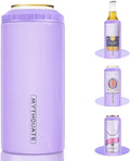 3 in 1 Slim Can Cooler for 12 OZ Skinny Can, Regular Can & Beer Bottle - Keep Cold for 6 Hours - Double Walled Insulated Stainless Steel Vacuum Beverage Can Insulator (Lavender Purple)
