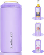 3 in 1 Slim Can Cooler for 12 OZ Skinny Can, Regular Can & Beer Bottle - Keep Cold for 6 Hours - Double Walled Insulated Stainless Steel Vacuum Beverage Can Insulator (Lavender Purple)