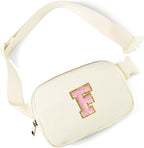 Gitus Personalized Gifts Birthday Gifts for Girls Fanny Pack Cross Body Bags with Initial Letter Preppy Stuff Gifts for Her Girlfriend Wife Sister Friends Mom (Ivory-F)