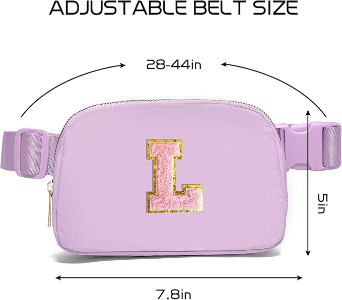 Gitus Initial Belt Bag Fanny Pack Crossbody Bag for Girls Birthday Gifts Age 8-10 Teen Girl Gifts Trend Stuff Personalized Letter Gifts for Daughter Sister (Lavender-L)