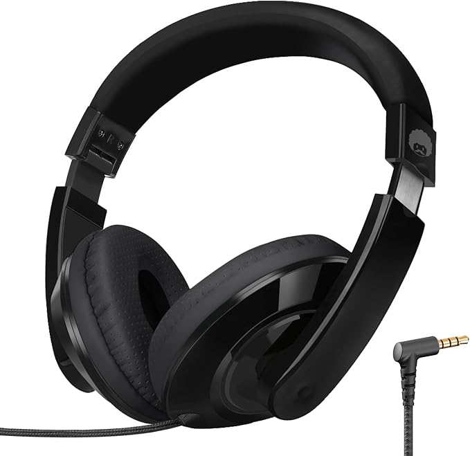 rockpapa Comfort Kids Headphones for School, Lightweight Foldable Portable Childs Boys Girls Teens Headphones Wired 3.5mm with 4.9ft Cord for Travel Airplane Tablet Phone Pad Laptop Black