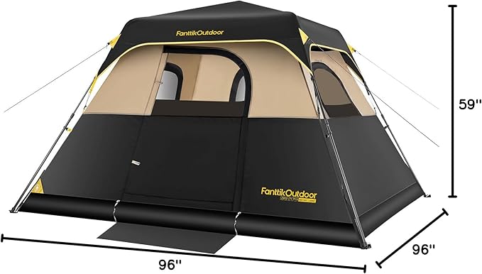 FanttikOutdoor Camping Tent 4/6/8/10 Person Instant Cabin Tent Setup in 60 Seconds with Rainfly & Windproof Portable with Carry Bag for Family Camping & Hiking, Upgraded Ventilation, Navy Blue