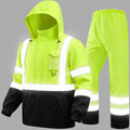 Hi Vis Class 3 Safety Rain Jacket for Men Waterproof, Reflective High Visibility Rain Gear Construction Rain Suit (Yellow-Black L/XL)