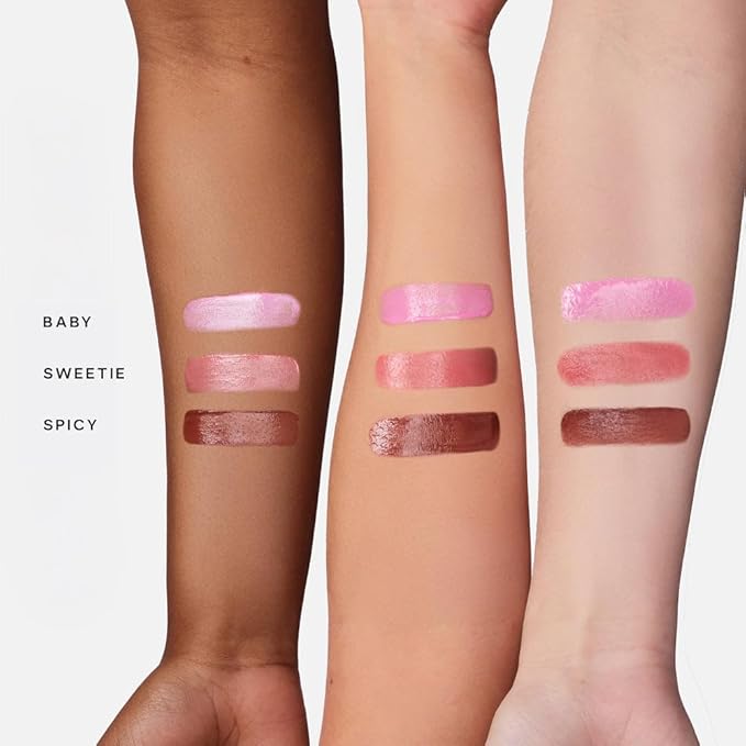 Saie Dew Liquid Blush for Cheeks Trio - Hydrating Cream Blush Stick Set with a Blendable + Buildable Formula - Skincare Infused Dewy Face Blushes for a Natural Flush - Baby, Sweetie, & Spicy (3 Count)