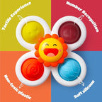 LiKee Strong Suction Cup Fidget Rotating Sensory Bath Toys for Baby Christmas Stocking Stuffers, Airplane Car Travel Table & Window Toys for Toddler Boys and Girls, 10+ Months