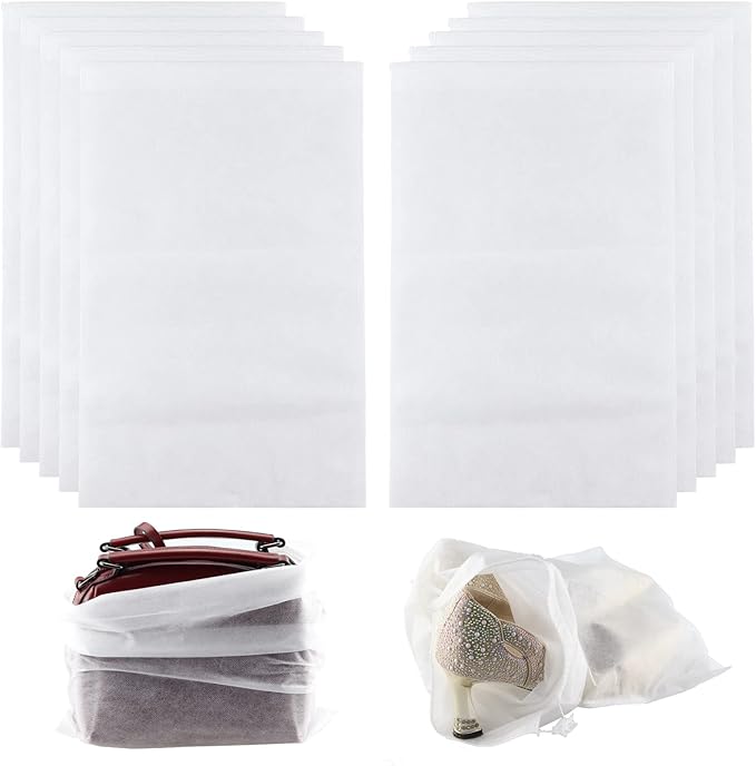 Non-woven Fabric Storage Bags 10Pcs Travel Shoe Bags Dust Cover Pouch Portable Drawstring Home Packing Bags (Small)