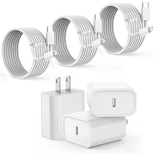 【Apple MFi Certified】Fast Charger iPhone,Fast i Phone Charging Cord 3Pack i Phone Charger Fast Charging Plug Block 6FT USB C to Lightning Cable for iPhone 14/14 ProMax/Plus/13 Mini/12/11/XR/XS,AirPods