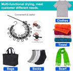 Portable Travel Clothesline, Adjustable Elastic Travel Camping Retractable Clothesline with 12pcs Clips for Outdoor and Indoor Use (Black)