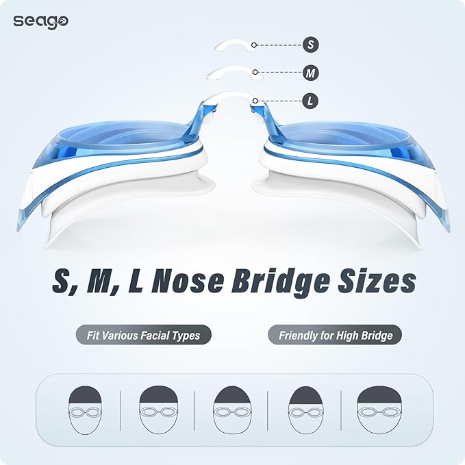 Seago 2 Pack Swimming Goggles Anti-fog Anti-UV Silicone Swim Goggles Adult Women Men