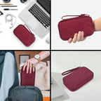 CAAORDKSO Electronic Cord Organizer Travel Case, Electronic Organizer Pouch Bag, Cable Organizer bag Pouch Electronic Accessories Case for Cable, Cord, Charger, Phone, Power Bank, Earphone (Wine Red)