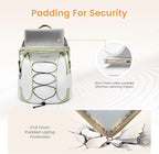LOVEVOOK Mens Backpack with Giant Tumbler Holder Pocket,17 Inch Everyday Laptop Backpack Commuter Travel Work Computer Bag for Women,Casual Hiking College Teacher Back Pack Daypack,White-Bean Green