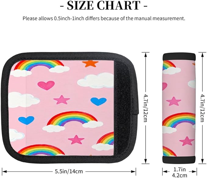 2 Pack Luggage Handle Wrap with Travel Tags - Non-Slip Protective Cover Soft Handle Grips Covers for Suitcase(Rainbow Cloud Star)