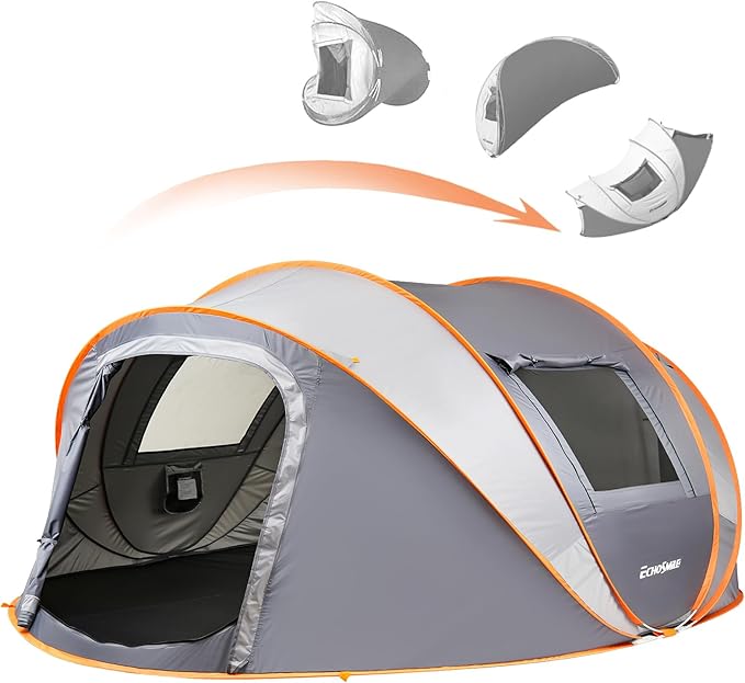 EchoSmile Pop Up Camping Tent, 2/4/6 Person Easy Setup Tent, Water Resistant Dome, Portable with Carry Bag