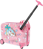 FUL Hello Kitty 19 Inch Carry On Luggage, Kids Ride On Suitcase with Spinner Wheels, Hardshell Rolling Travel Trolley, Pink
